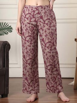 Indreams - Purple Cotton Floral Printed Pyjama