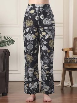 Indreams - Black Cotton Floral Printed Pyjama