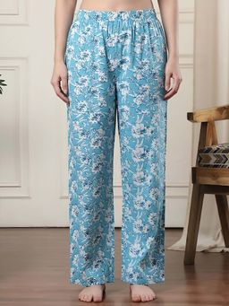 Indreams - Blue Cotton Floral Printed Pyjama