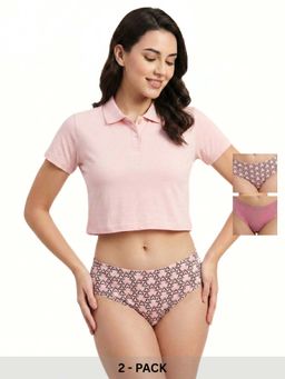 Curwish - Women's Beautiful Basics Pink Printed Briefs (Pack Of 2)