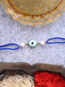 CLARA - 925 Silver Evil Eye Rakhi with Roli Chawal