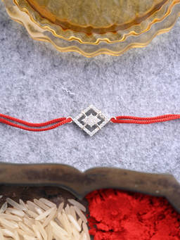 CLARA - 925 Silver Designer Rakhi with Roli Chawal