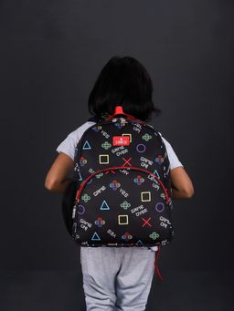 The Clownfish - Kids Printed Backpack with Pouch Black