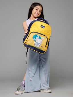 The Clownfish - Kids Printed School Bag with Pouch Yellow