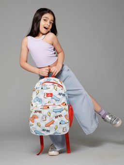 The Clownfish - Kids Printed School Bag with Pouch Grey