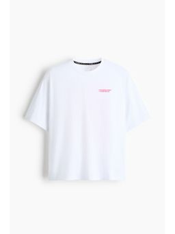 H&M - Men White Boxy-Style Sports T-Shirt With Drymove