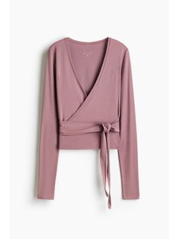 H&M - Women Pink Sports Wrap Top In Modal