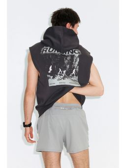 H&M - Men Grey Sleeveless Sports Hoodie With Drymove