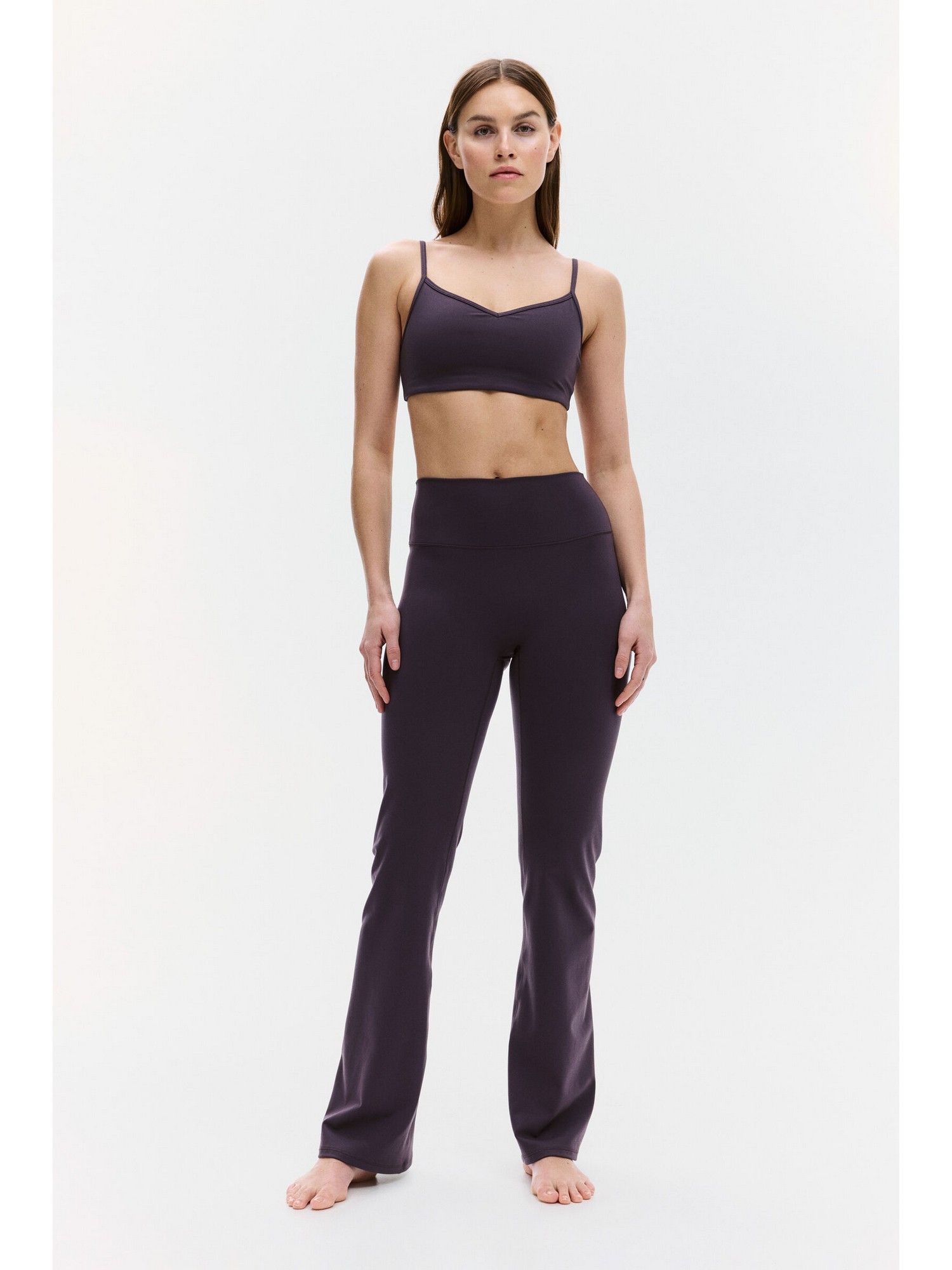 Women Purple Flared Yoga Leggings With Softmove-image-4