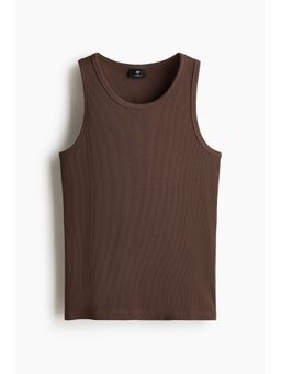 H&M - Men Beige Slim Fit Ribbed Vest Top