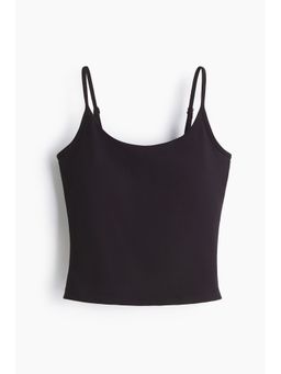 H&M - Women Black Integral-Bra Sports Strappy Top With Softmove