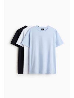 H&M - Men Blue 3-Pack Slim Fit T-Shirts