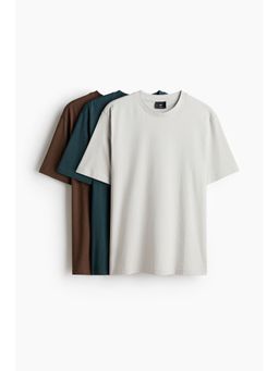 H&M - Men Turquoise 3-Pack Regular Fit T-Shirts