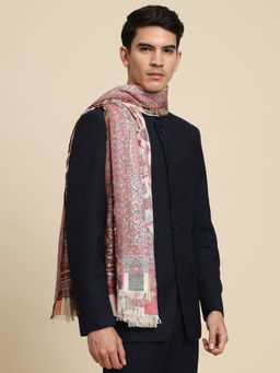 Zamour - Mens Paisley Luxury Woven White Shawl