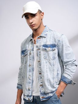 HIGHLANDER - Men Indigo Spread Collar Denim Jacket