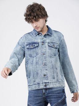 HIGHLANDER - Men Blue Solid Denim Jacket Jacket