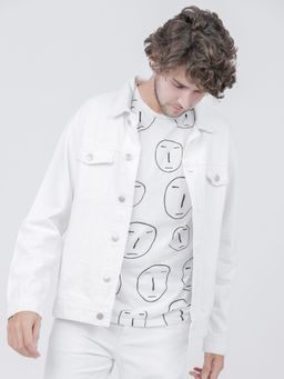 HIGHLANDER - Men White Solid Denim Jacket