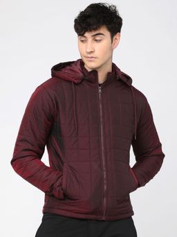 HIGHLANDER - Men Burgundy Solid Puffer Jacket