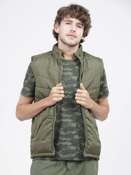 HIGHLANDER - Men Olive Green Solid Puffer Jacket