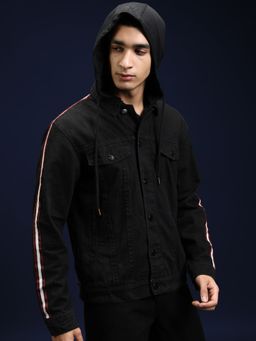 HIGHLANDER - Men Black Solid Denim Jacket