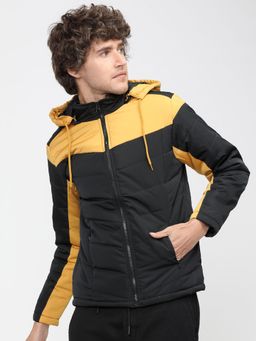HIGHLANDER - Men Black Yellow Colourblocked Padded Jacket