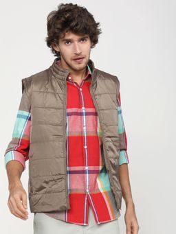 HIGHLANDER - Men Brown Solid Padded Jacket