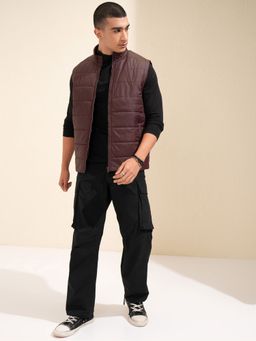 HIGHLANDER - Men Brown Brown High Neck Puffer Jacket