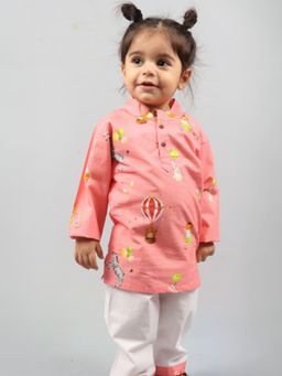 Mama & Peaches - Pink Circus Time Kurta & Pyjama (Set of 2)