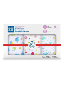 Mee Mee - Multi-Color 100% Muslin Cotton Swaddle Wrappers (Pack of 3)