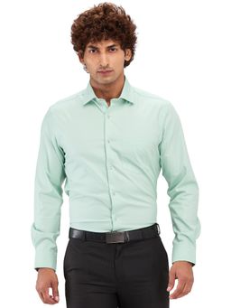 ColorPlus - Regular Fit Solid Medium Green Formal Shirt