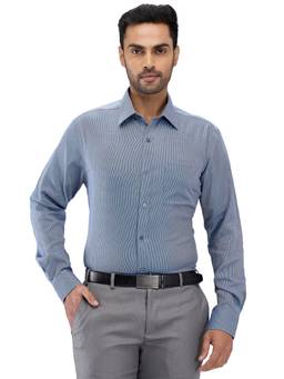 Park Avenue - Regular Fit Self Design Dark Blue Formal Shirt