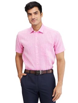 Park Avenue - Regular Fit Self Design Medium Pink Formal Shirt