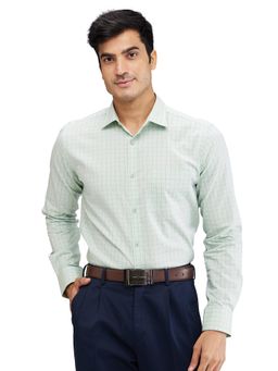 Park Avenue - Slim Fit Checkered Medium Green Formal Shirt