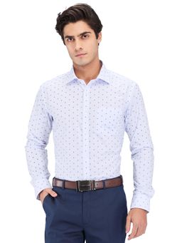 Park Avenue - Slim Fit Printed Medium Blue Formal Shirt