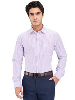 Park Avenue - Slim Fit Striped Light Purple Formal Shirt