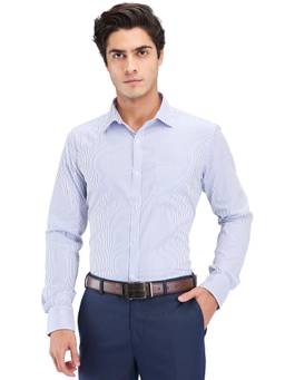 Park Avenue - Slim Fit Striped Light Blue Formal Shirt