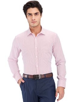 Park Avenue - Slim Fit Striped Medium Red Formal Shirt