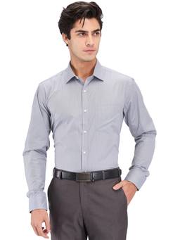 Park Avenue - Slim Fit Striped Medium Grey Formal Shirt