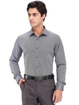 Park Avenue - Slim Fit Striped Dark Grey Formal Shirt