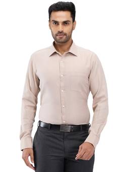 Park Avenue - Slim Fit Solid Medium Khaki Formal Shirt