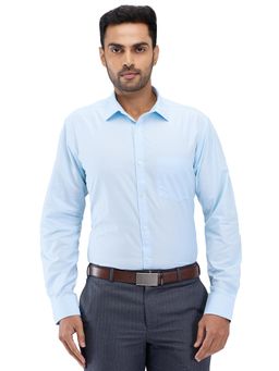 Park Avenue - Slim Fit Striped Light Petrol Blue Formal Shirt