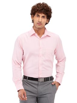 Raymond - Slim Fit Self Design Medium Pink Formal Shirt