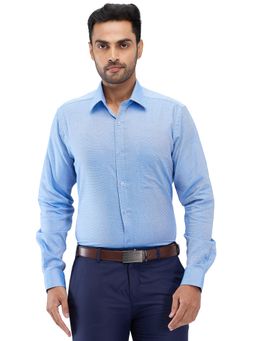 Raymond - Slim Fit Self Design Medium Blue Formal Shirt