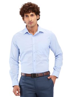 Raymond - Slim Fit Solid Medium Blue Formal Shirt