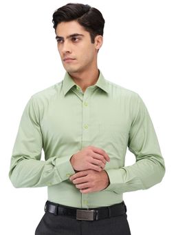 Raymond - Slim Fit Solid Medium Green Formal Shirt
