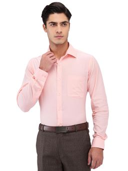 Raymond - Slim Fit Solid Medium Peach Formal Shirt