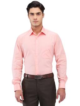 Raymond - Slim Fit Solid Medium Orange Formal Shirt