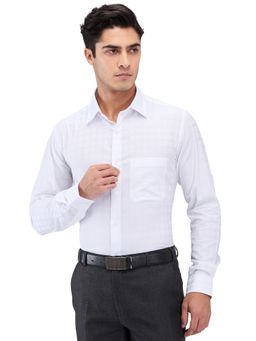 Raymond - Slim Fit Checkered White Formal Shirt