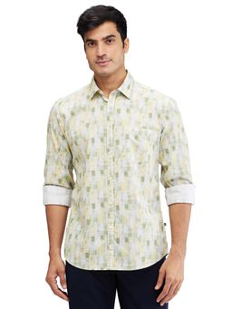 Parx - Slim Fit Printed Medium Green Casual Shirt