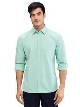 Parx - Slim Fit Solid Medium Green Casual Shirt